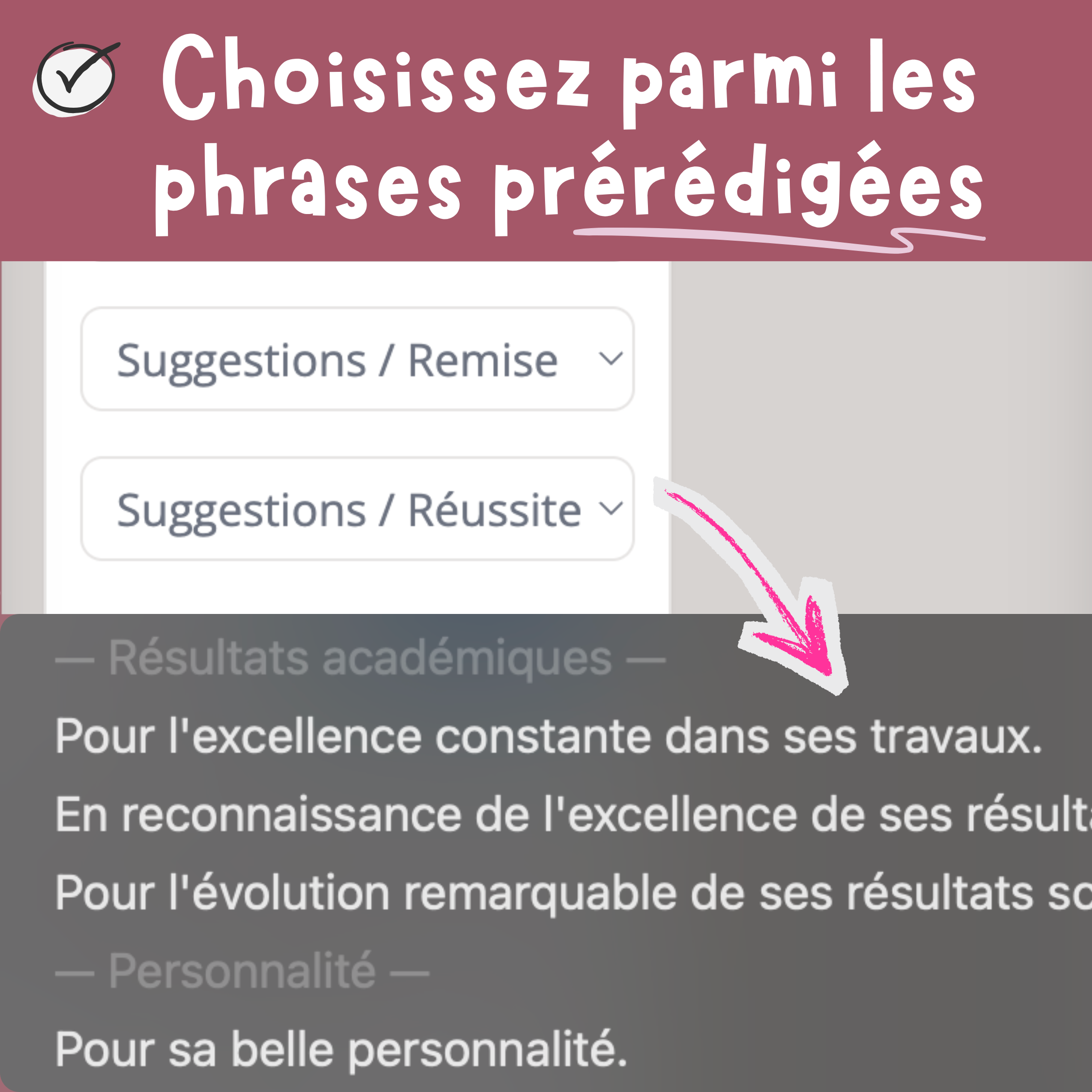 Choisissez parmi les phrases preredigees