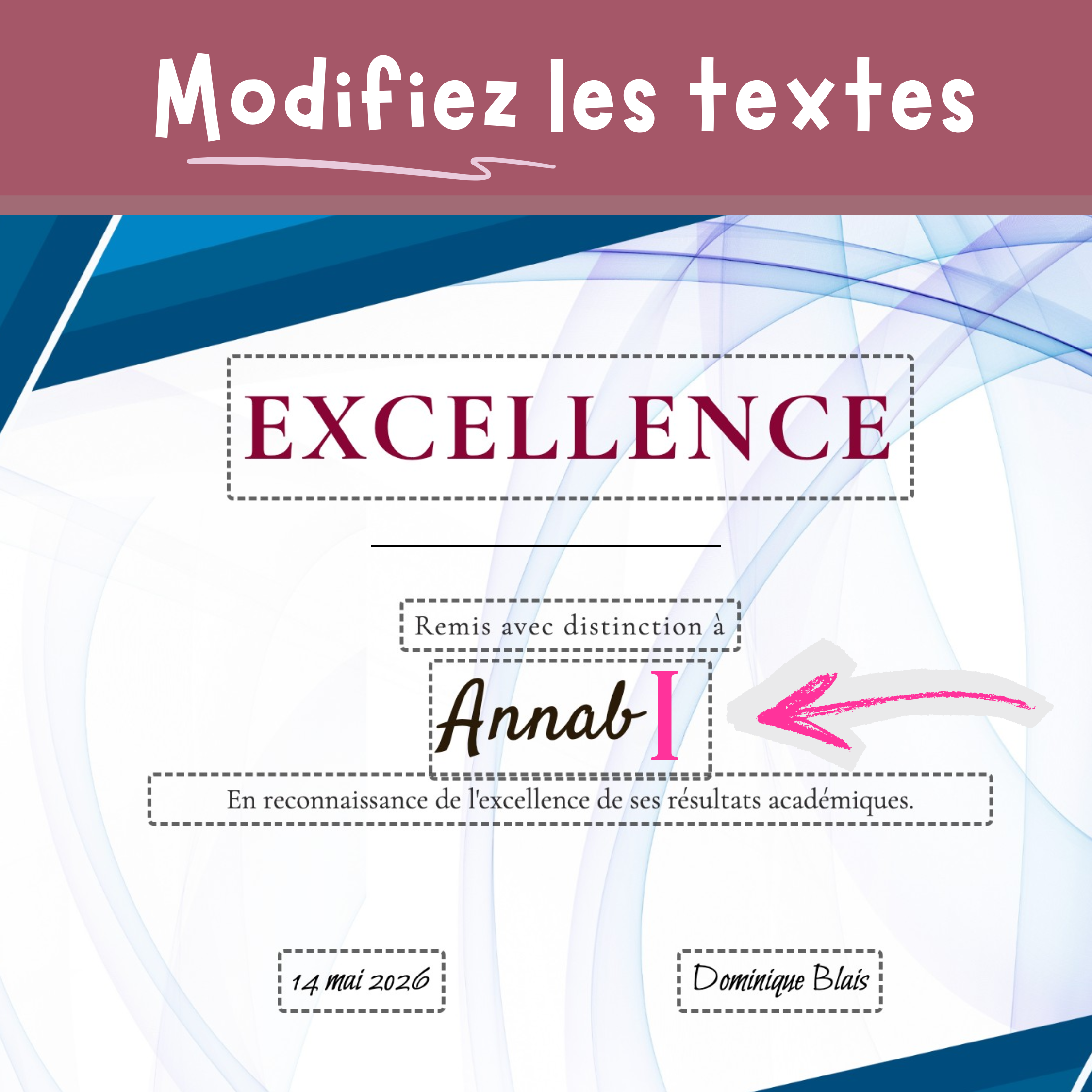 Modifiez les textes